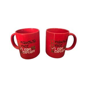 The Perfect Man Red Holiday Mugs Set Of 2  Naughty Nice I Can Explain Design  Mi